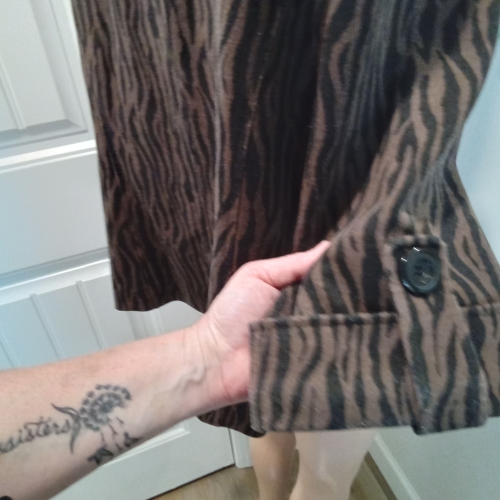 First Option Too Plus Size 16W Brown Zebra Print Coat - Picture 7 of 14